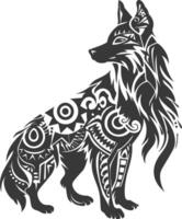 silhouette tribal animal using Aztecs style black color only vector