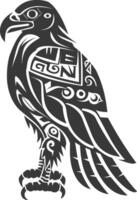 silhouette tribal hawk bird Aztecs style black color only vector