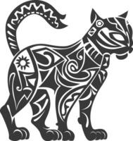 silhouette tribal animal using Aztecs style black color only vector