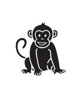 monkey silhouette. black monkey isolated on white background vector