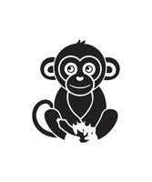monkey silhouette. black monkey isolated on white background vector