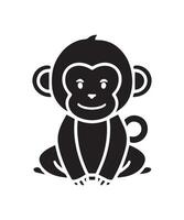 monkey silhouette. black monkey isolated on white background vector