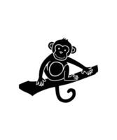 monkey silhouette. black monkey isolated on white background vector