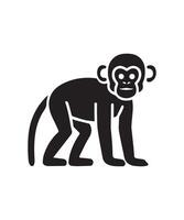 monkey silhouette. black monkey isolated on white background vector