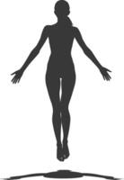 silhouette floating woman with poses full body black color only vector