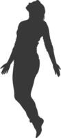 silhouette floating woman with poses full body black color only vector