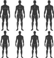 silhouette man mannequin with poses full body black color only vector
