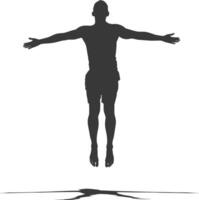 silhouette floating man with poses full body black color only vector
