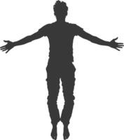 silhouette floating man with poses full body black color only vector
