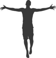 silhouette floating man with poses full body black color only vector