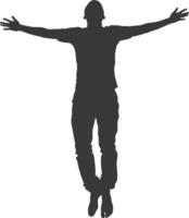 silhouette floating man with poses full body black color only vector