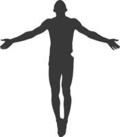 silueta flotante hombre con poses lleno cuerpo negro color solamente vector