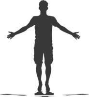 silhouette floating man with poses full body black color only vector