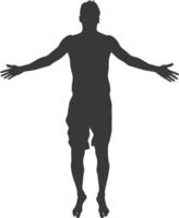silhouette floating man with poses full body black color only vector