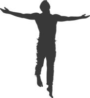 silhouette floating man with poses full body black color only vector
