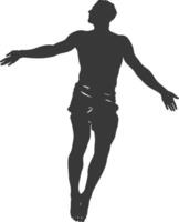 silhouette floating man with poses full body black color only vector