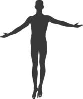 silhouette floating man with poses full body black color only vector