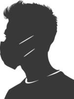 silhouette man using face mask black color only vector