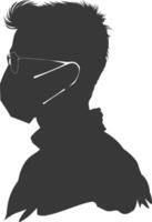 silhouette man using face mask black color only vector