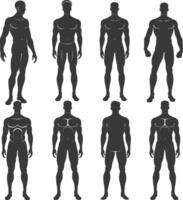 silhouette man mannequin with poses full body black color only vector