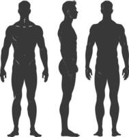 silhouette man mannequin with poses full body black color only vector