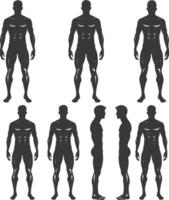 silhouette man mannequin with poses full body black color only vector