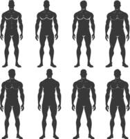 silhouette man mannequin with poses full body black color only vector