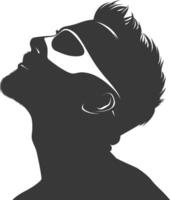 silhouette man using face mask black color only vector