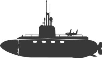 silhouette submarine surfaced black color only vector