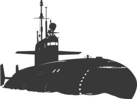 silhouette submarine surfaced black color only vector