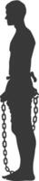 silhouette Slave with shackle full body black color only vector