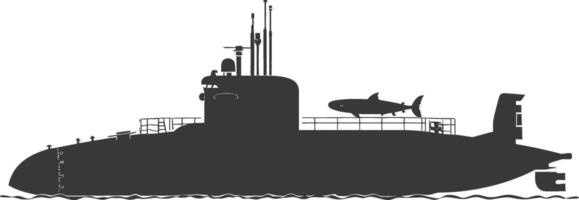 silhouette submarine surfaced black color only vector