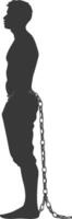 silhouette Slave with shackle full body black color only vector