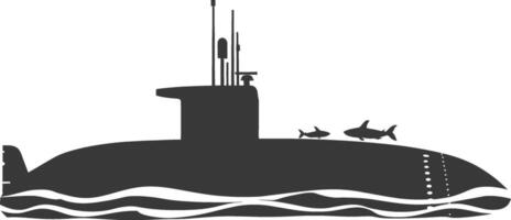silhouette submarine surfaced black color only vector
