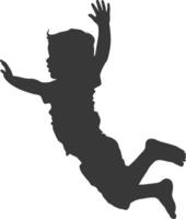 silhouette falling little boy falling from a great place black color only vector