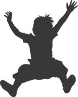 silhouette falling little boy falling from a great place black color only vector