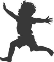 silhouette falling little boy falling from a great place black color only vector