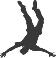 silhouette falling man falling from a great place black color only vector