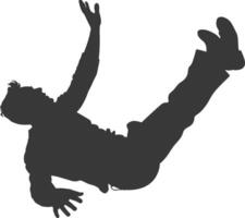 silhouette falling man falling from a great place black color only vector