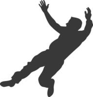 silhouette falling man falling from a great place black color only vector