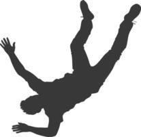 silhouette falling man falling from a great place black color only vector
