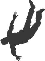 silhouette falling man falling from a great place black color only vector