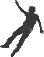 silhouette falling man falling from a great place black color only vector