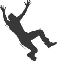 silhouette falling man falling from a great place black color only vector
