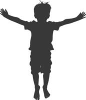 silhouette floating little boy with poses full body black color only vector
