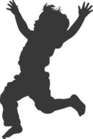 silhouette falling little boy falling from a great place black color only vector