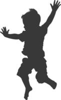 silhouette falling little boy falling from a great place black color only vector