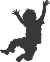 silhouette falling little boy falling from a great place black color only vector