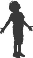 silhouette floating little boy with poses full body black color only vector