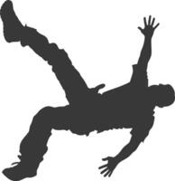 silhouette falling man falling from a great place black color only vector